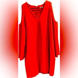 Red Long Sleeve Cold Shoulder Dress Size L Rachel Roy
